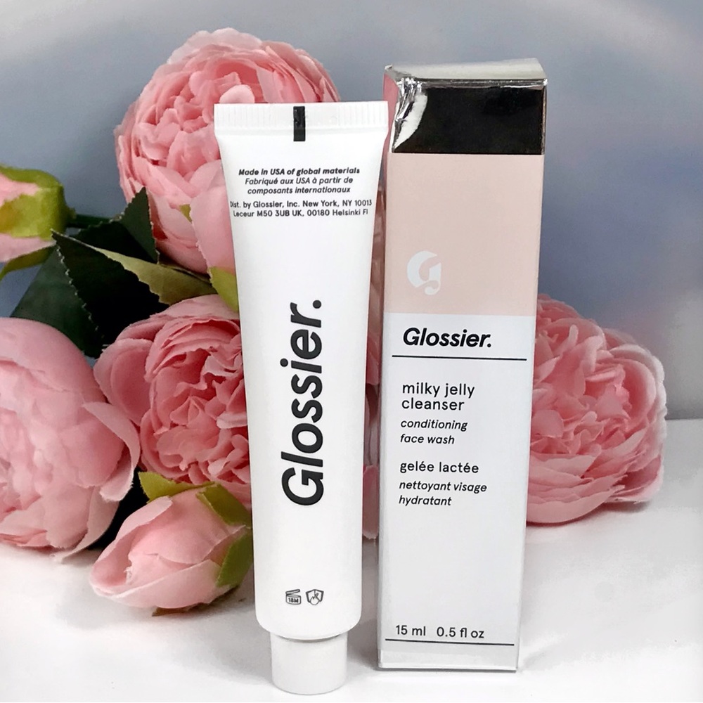 🟢 3/$19! Glossier Milky Jelly Cleanser Face Wash Travel Size, 15mL *BNIB